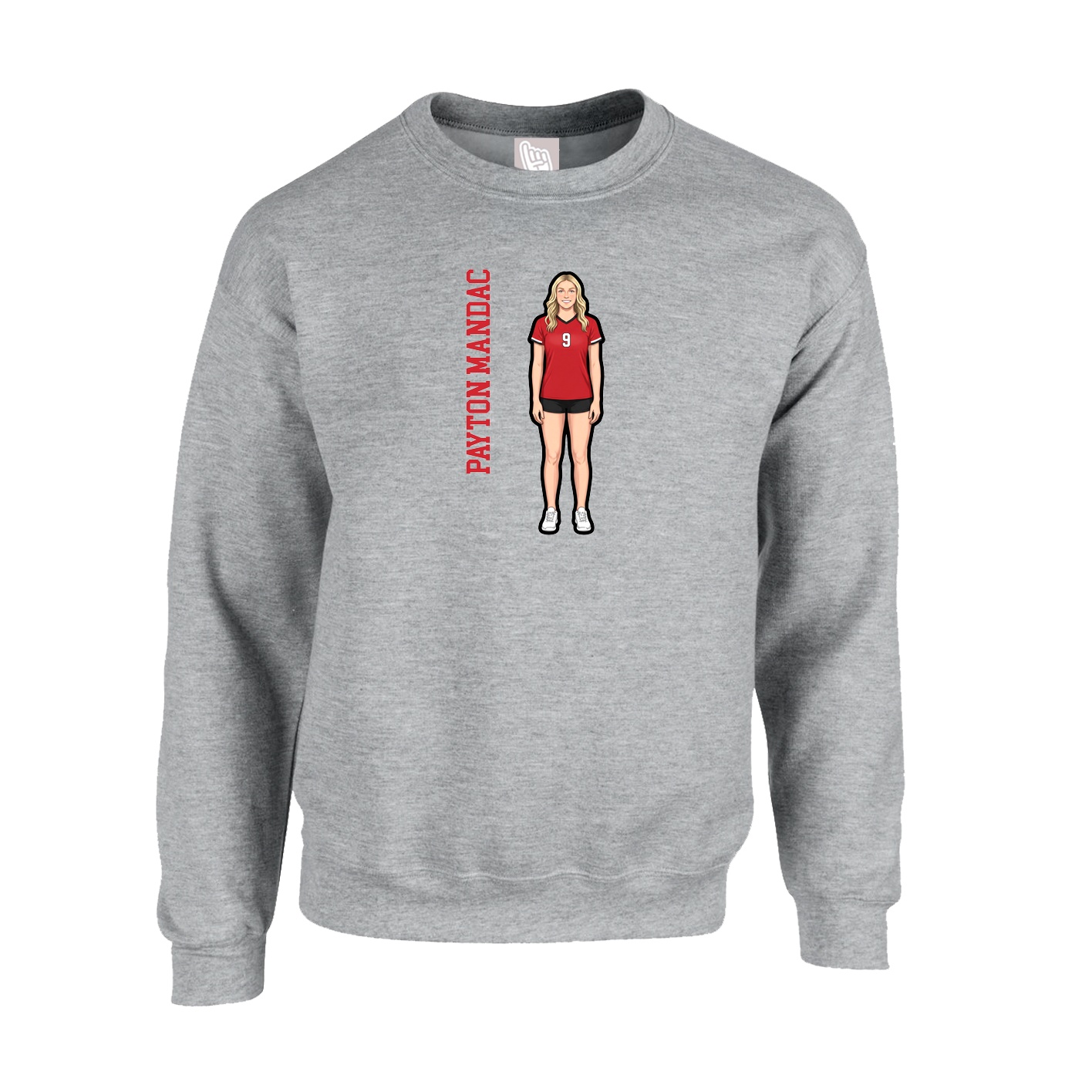 Fleece Crew — Name Vertical in Grey