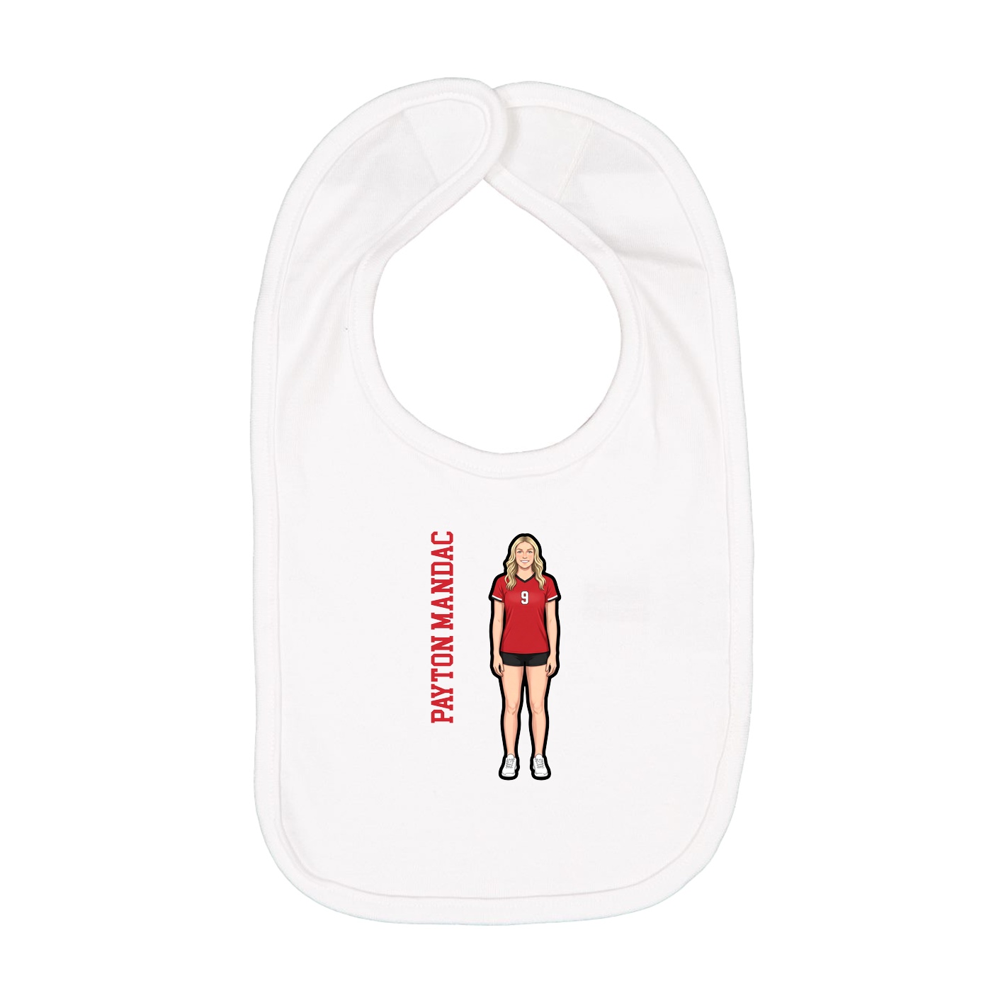 Infant Bib — Name Vertical in White