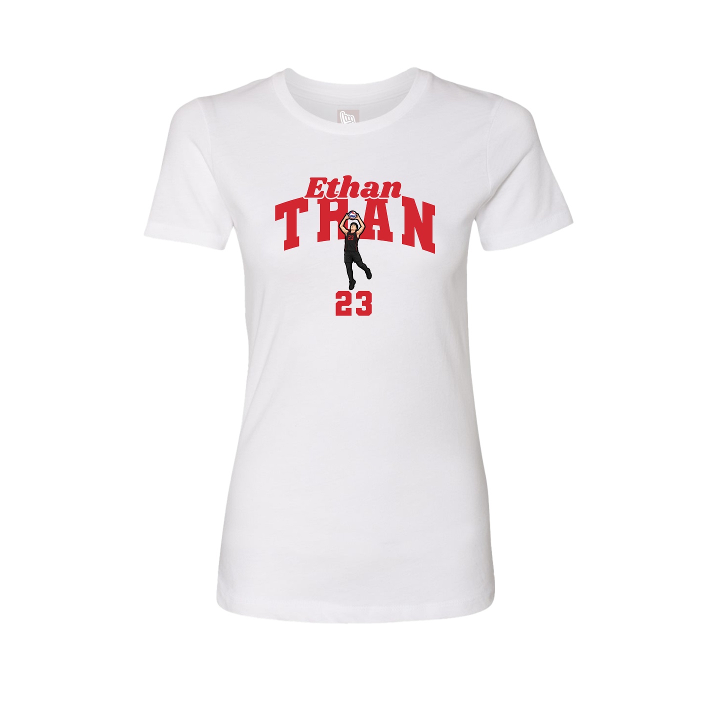 Fitted Women's Tee — Signature Arch in White