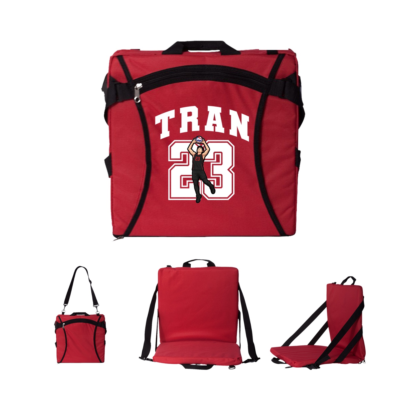 Folding Stadium Seat — Number in Red