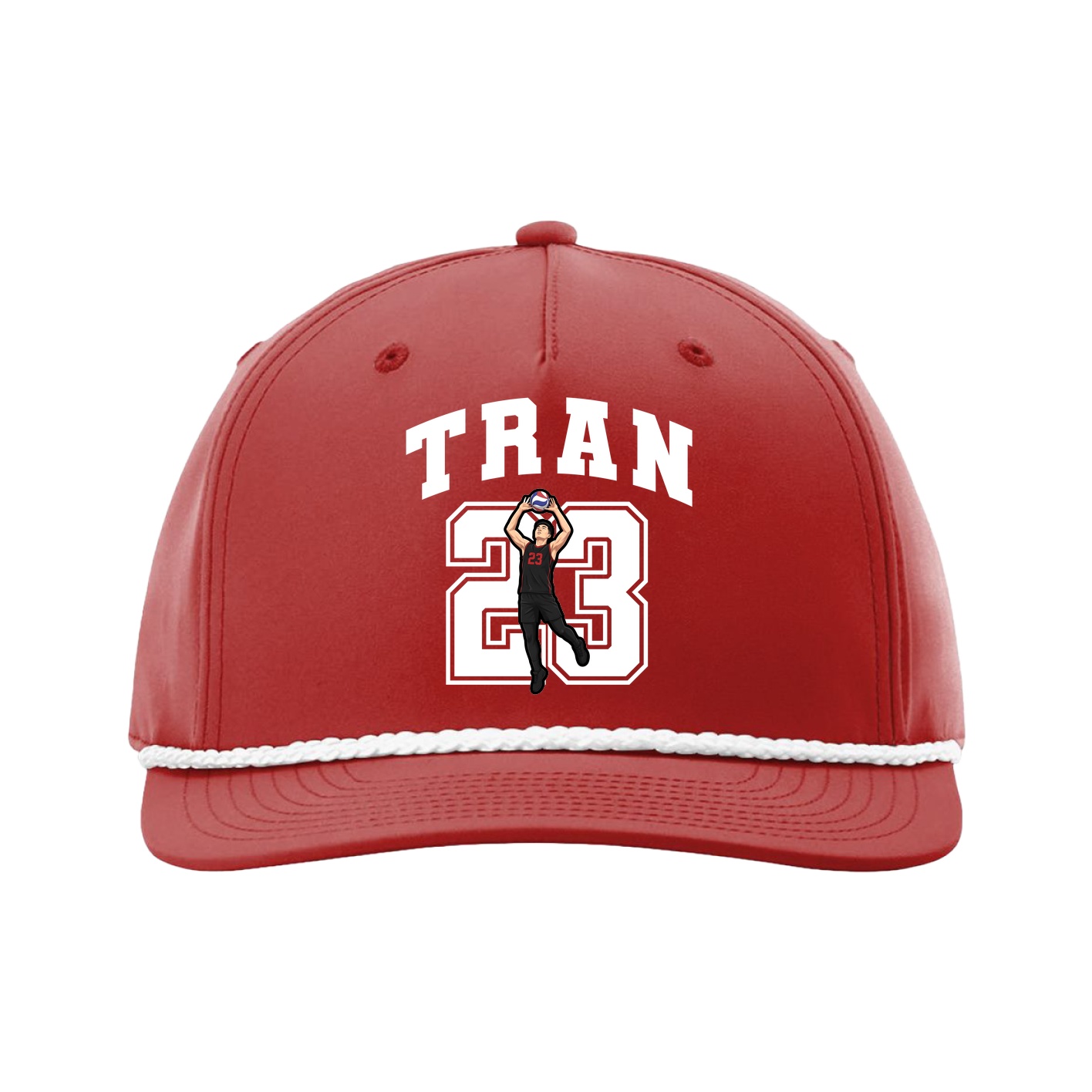 Five-Panel Classic Rope Cap — Number in Red