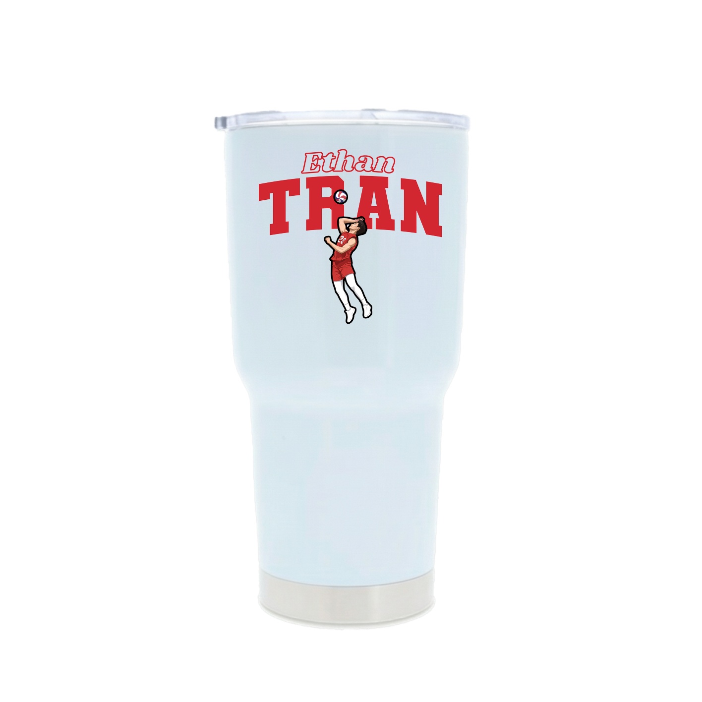 30oz Stainless Steel Tumbler — Name Arch in White