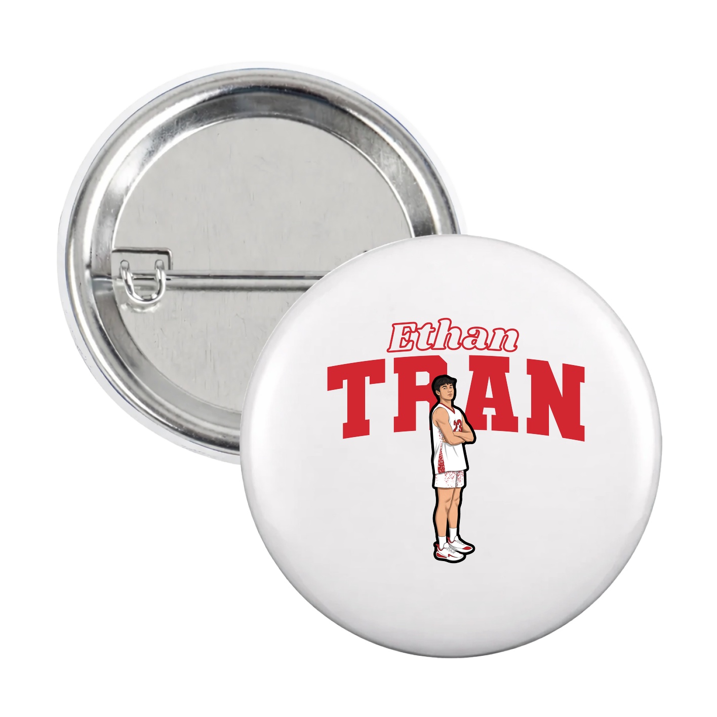 Game Day Button — Name Arch in White