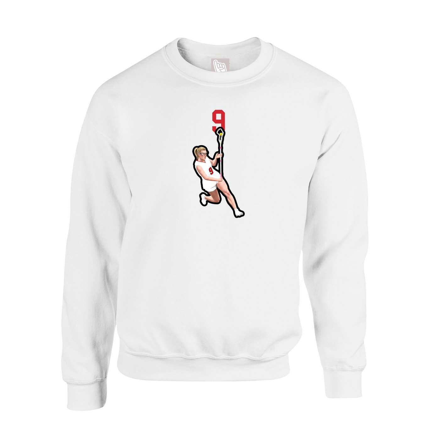 Fleece Crew — Number Top in White