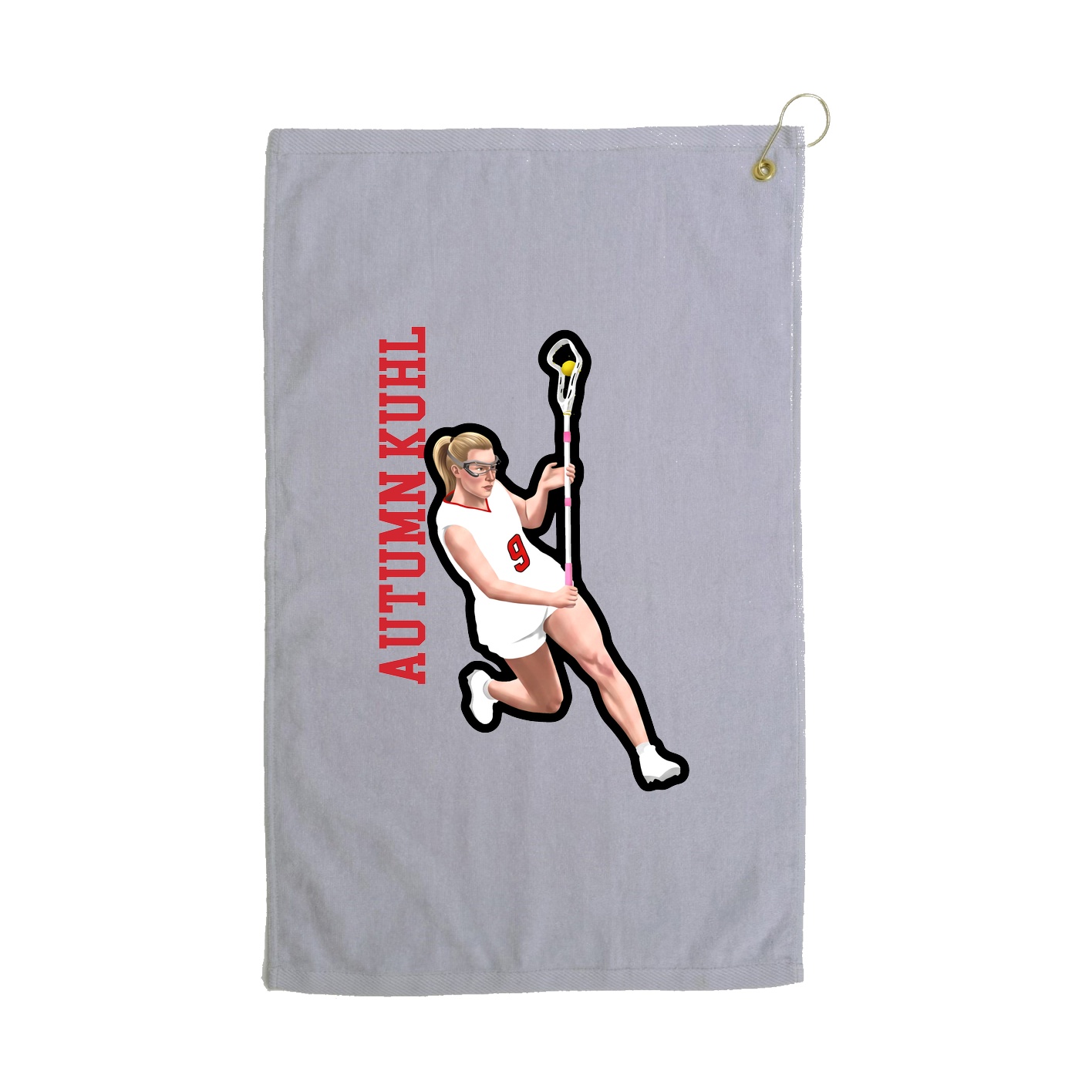Golf Towel — Name Vertical in Grey
