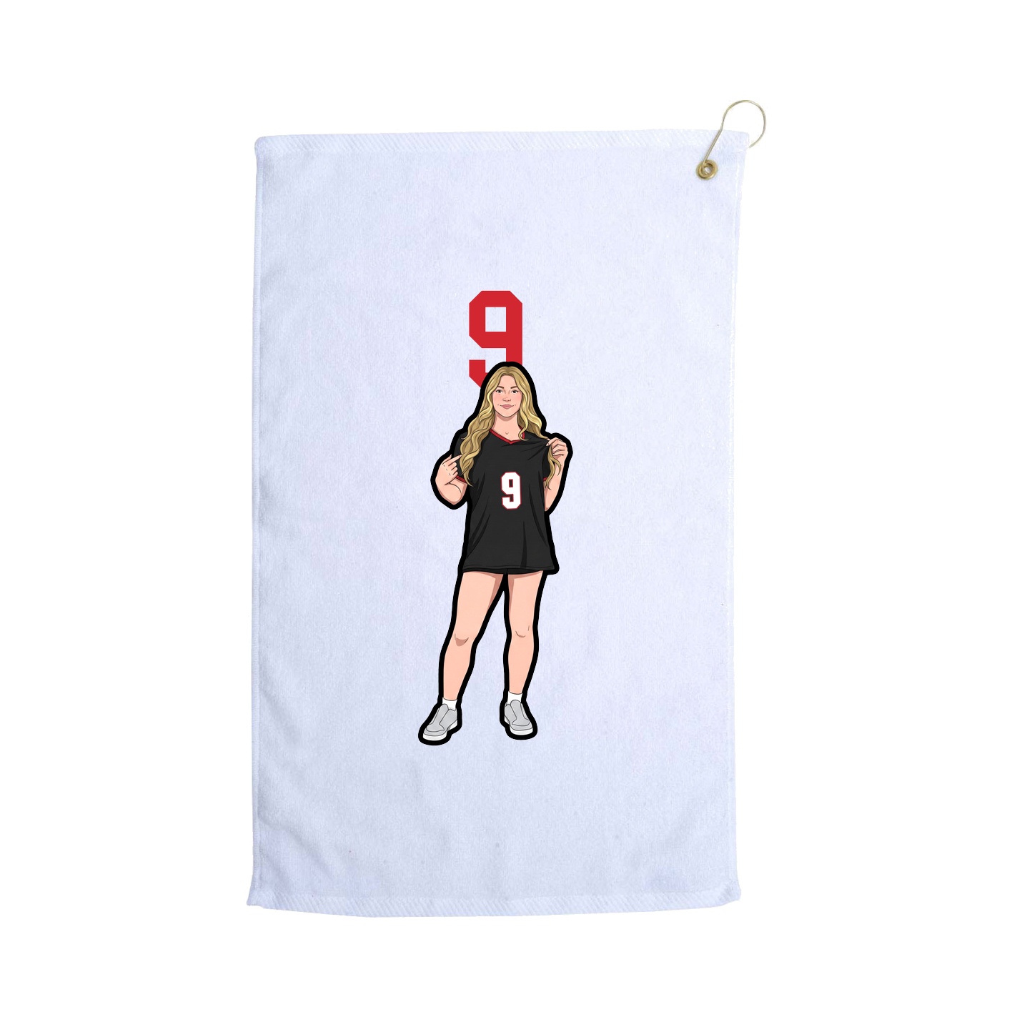 Golf Towel — Number Top in White