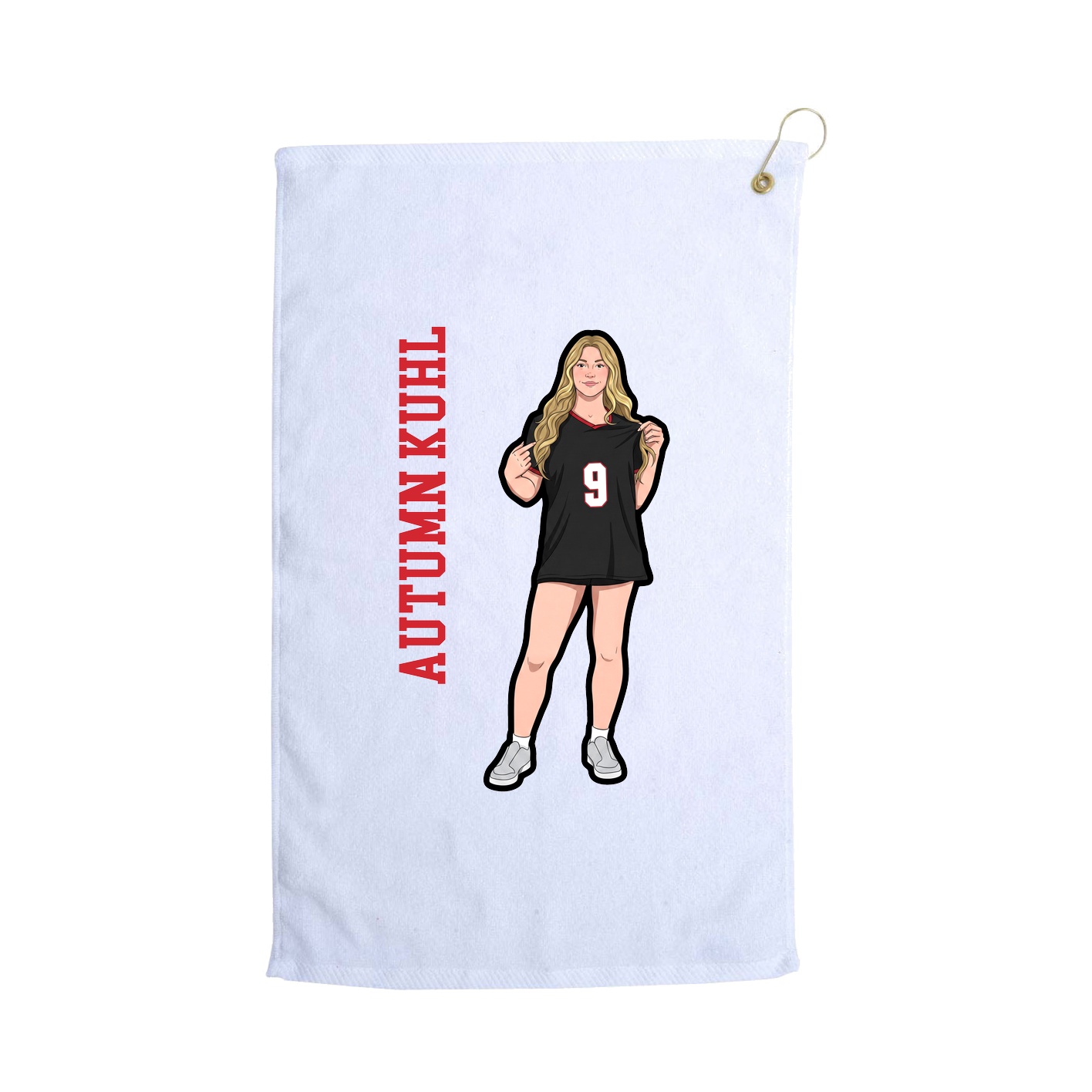 Golf Towel — Name Vertical in White