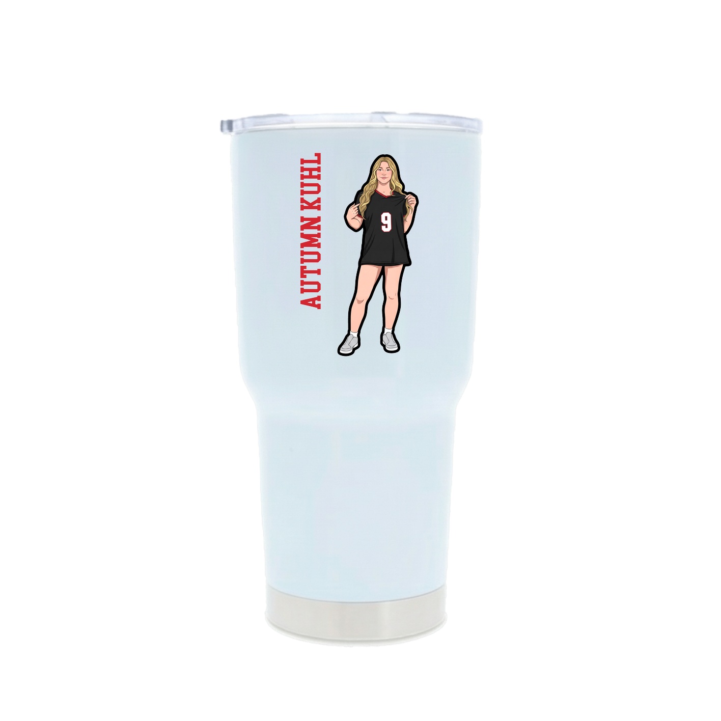 30oz Stainless Steel Tumbler — Name Vertical in White