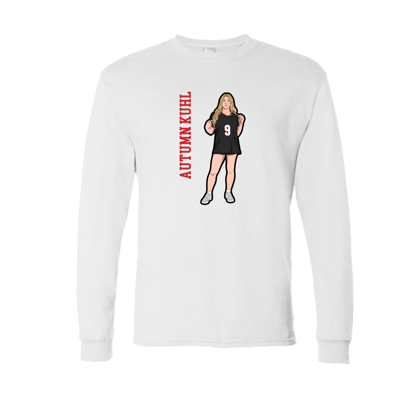 Long Sleeve Tee — Name Vertical in White