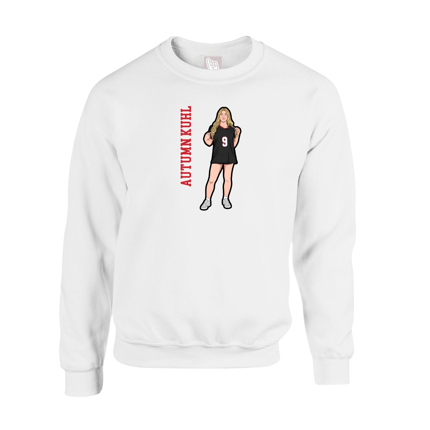 Fleece Crew — Name Vertical in White