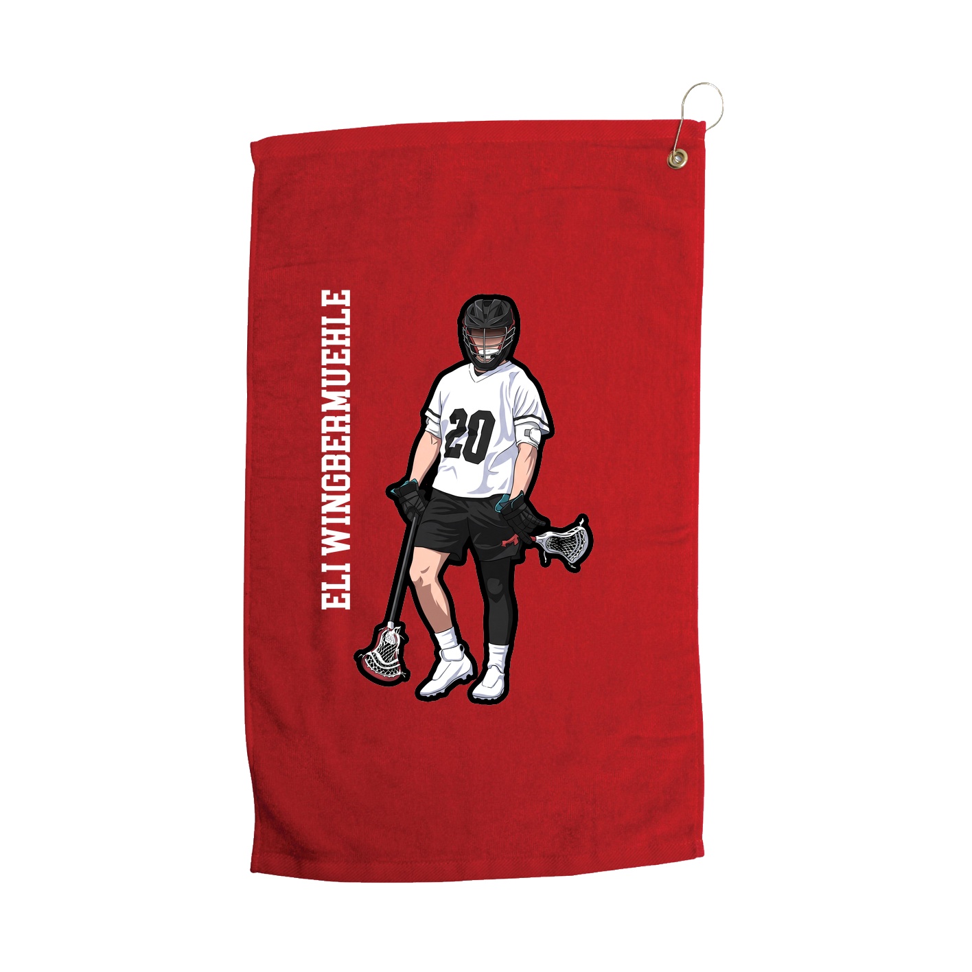 Golf Towel — Name Vertical in Red
