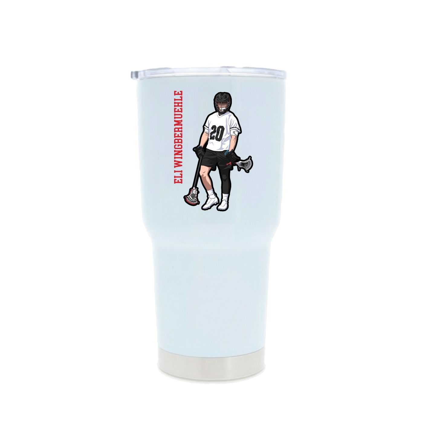 30oz Stainless Steel Tumbler — Name Vertical in White