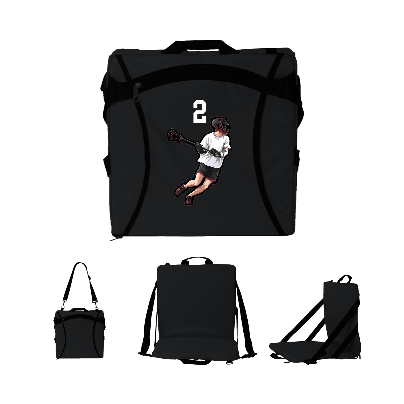 Folding Stadium Seat — Number Top in Black