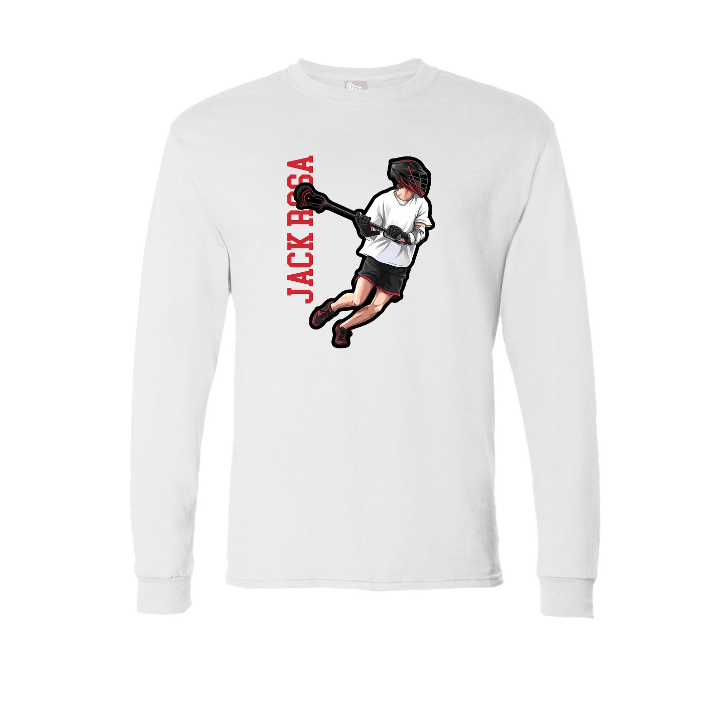 Long Sleeve Tee — Name Vertical in White