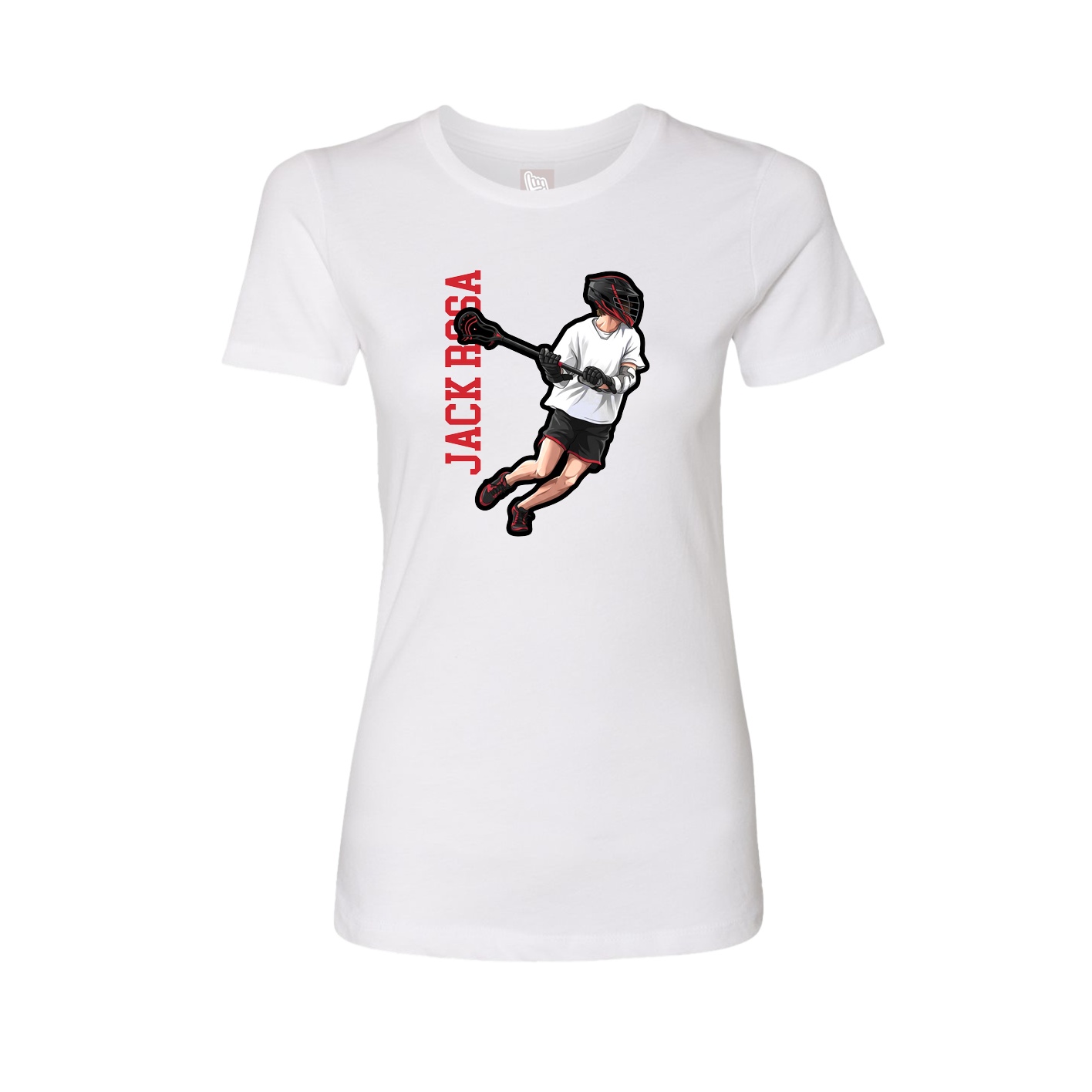 Fitted Women's Tee — Name Vertical in White