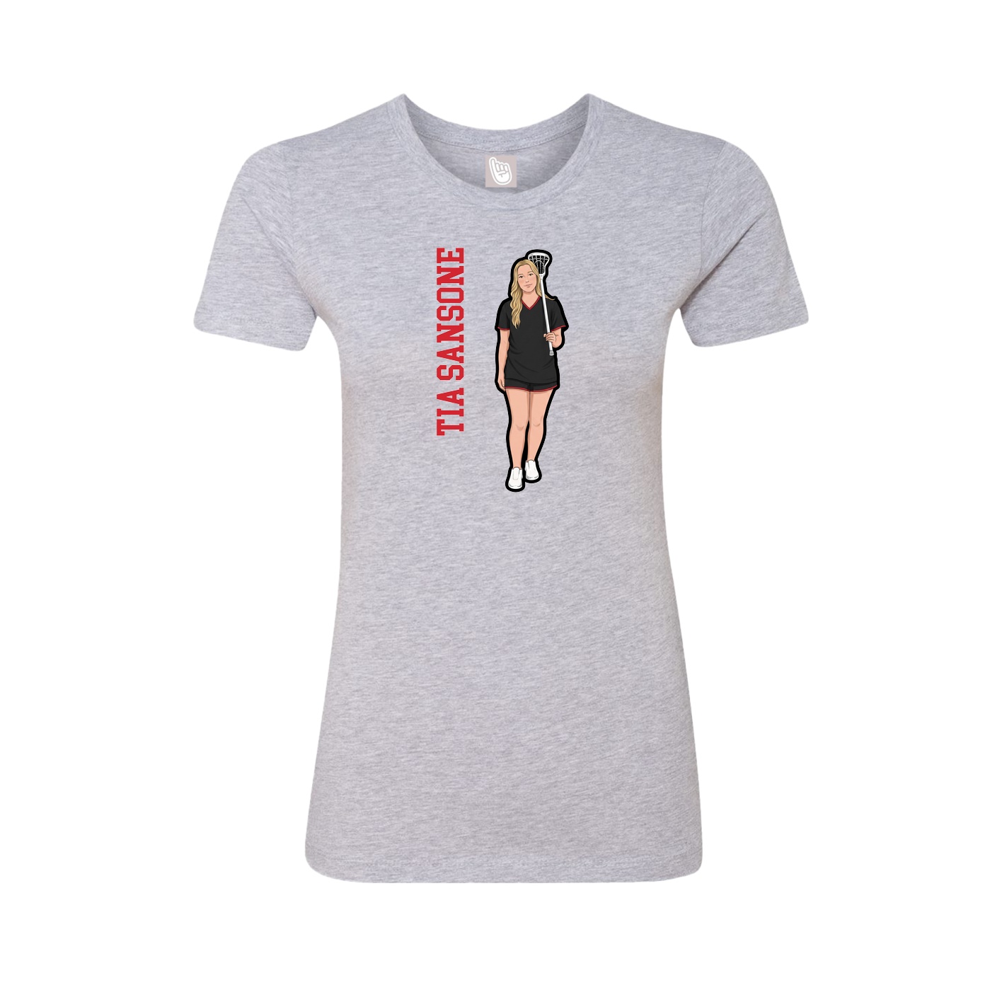Fitted Women's Tee — Name Vertical in Grey