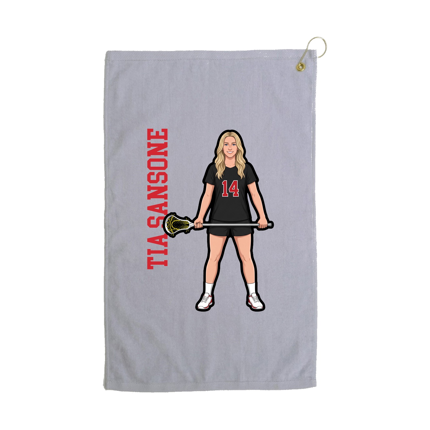 Golf Towel — Name Vertical in Grey