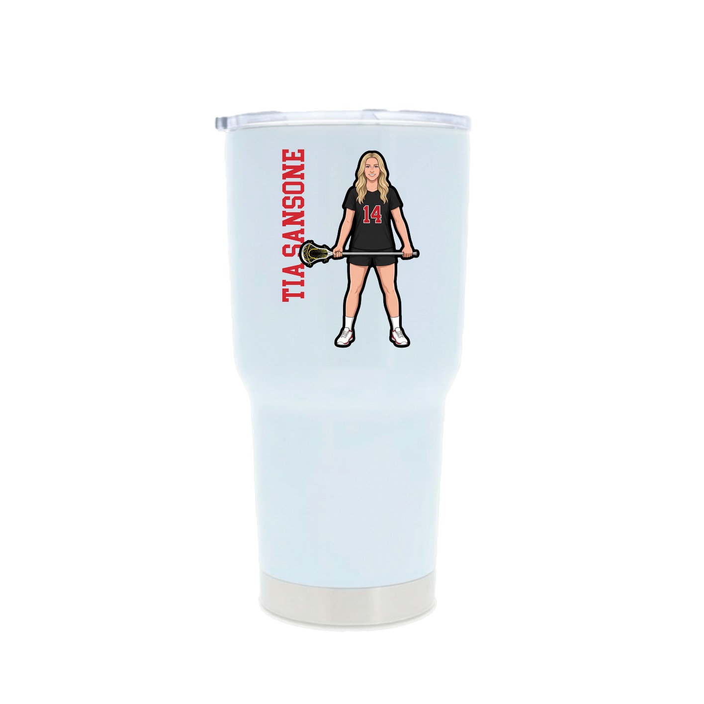 30oz Stainless Steel Tumbler — Name Vertical in White