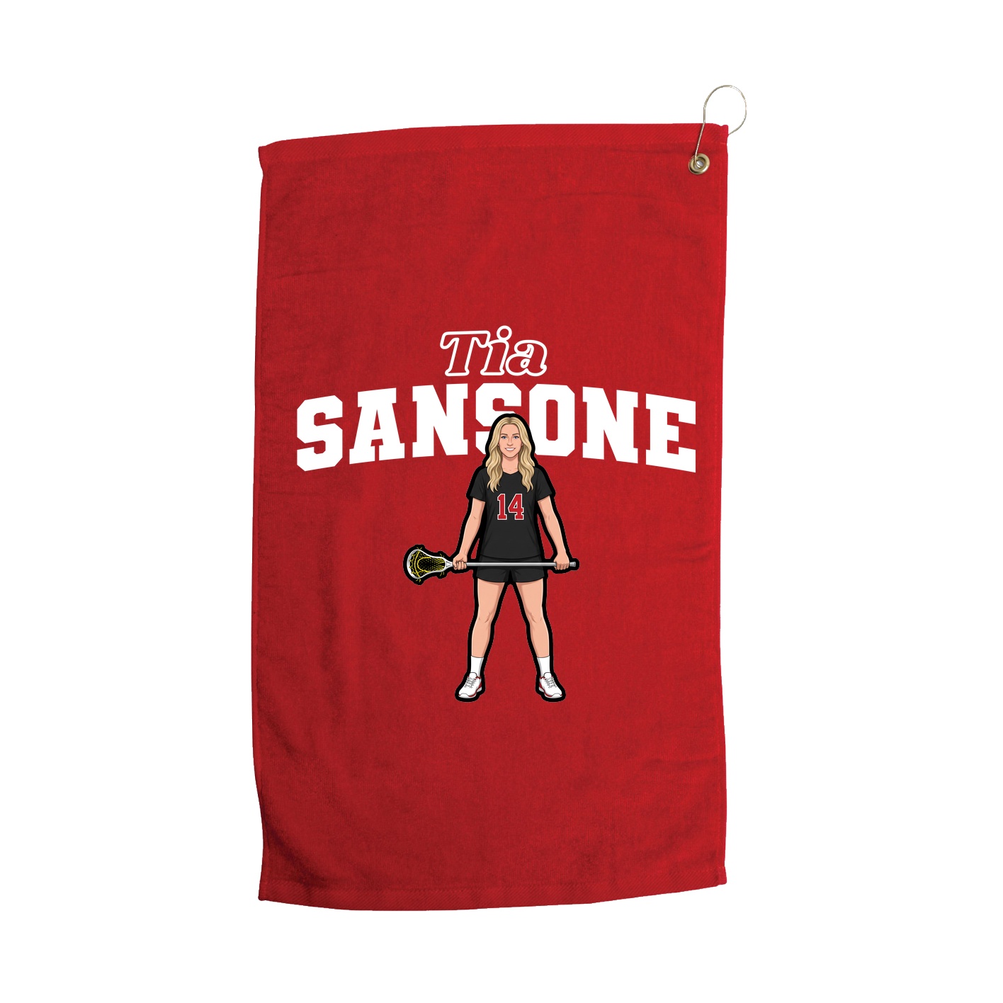 Golf Towel — Name Arch in Red