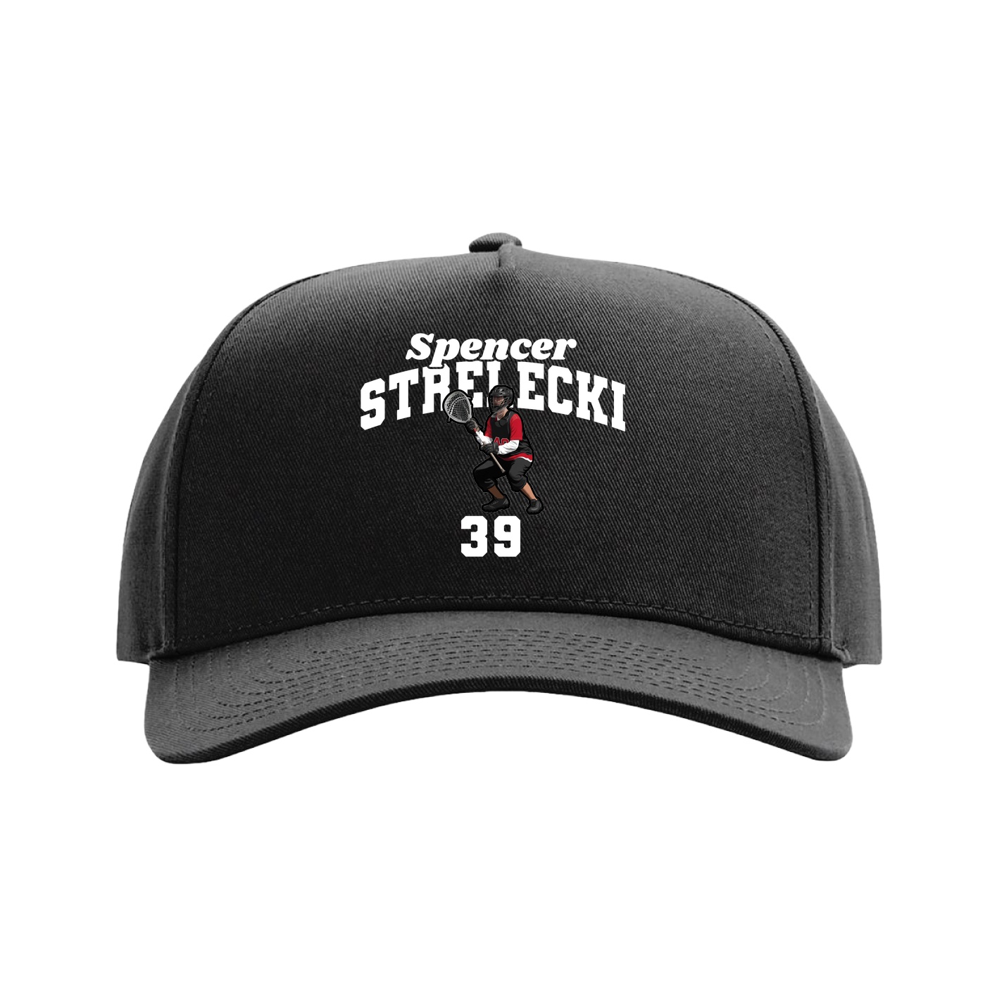 Full Fabric Five-Panel Champ Cap — Signature Arch in Black