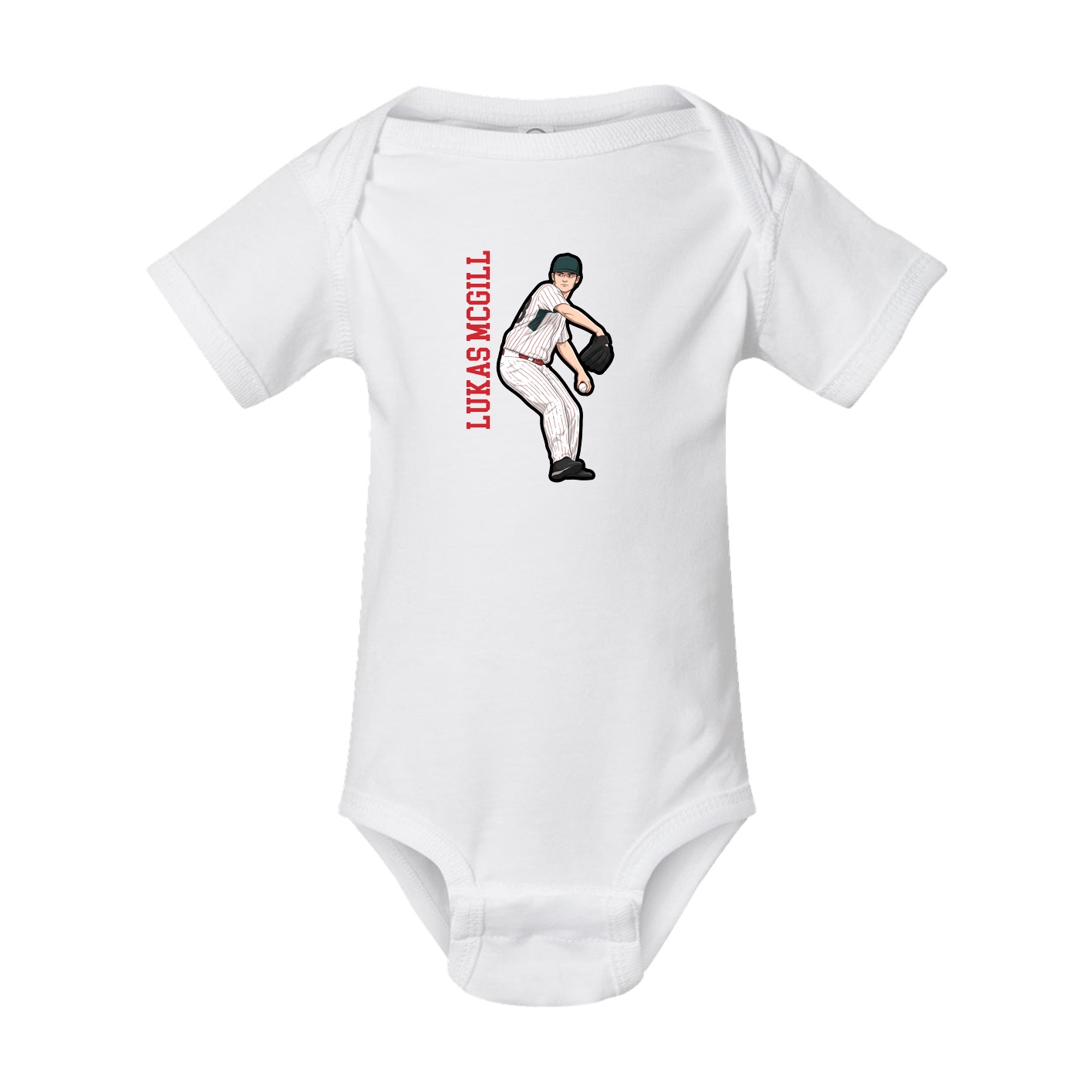 Baby Onesie — Name Vertical in White