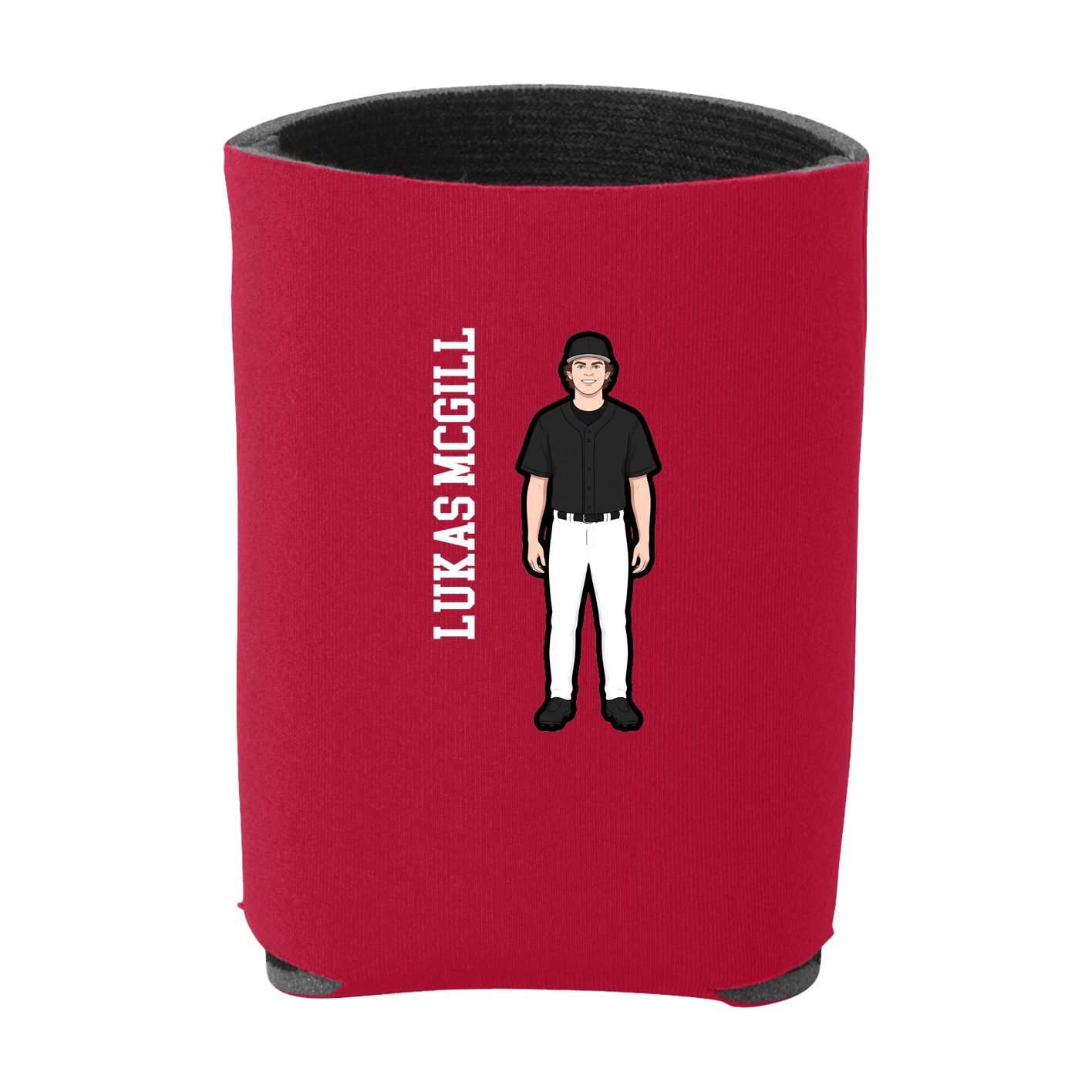 Can Holder — Name Vertical in Red