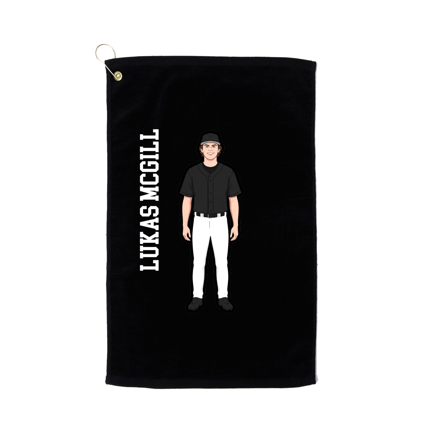 Golf Towel — Name Vertical in Black
