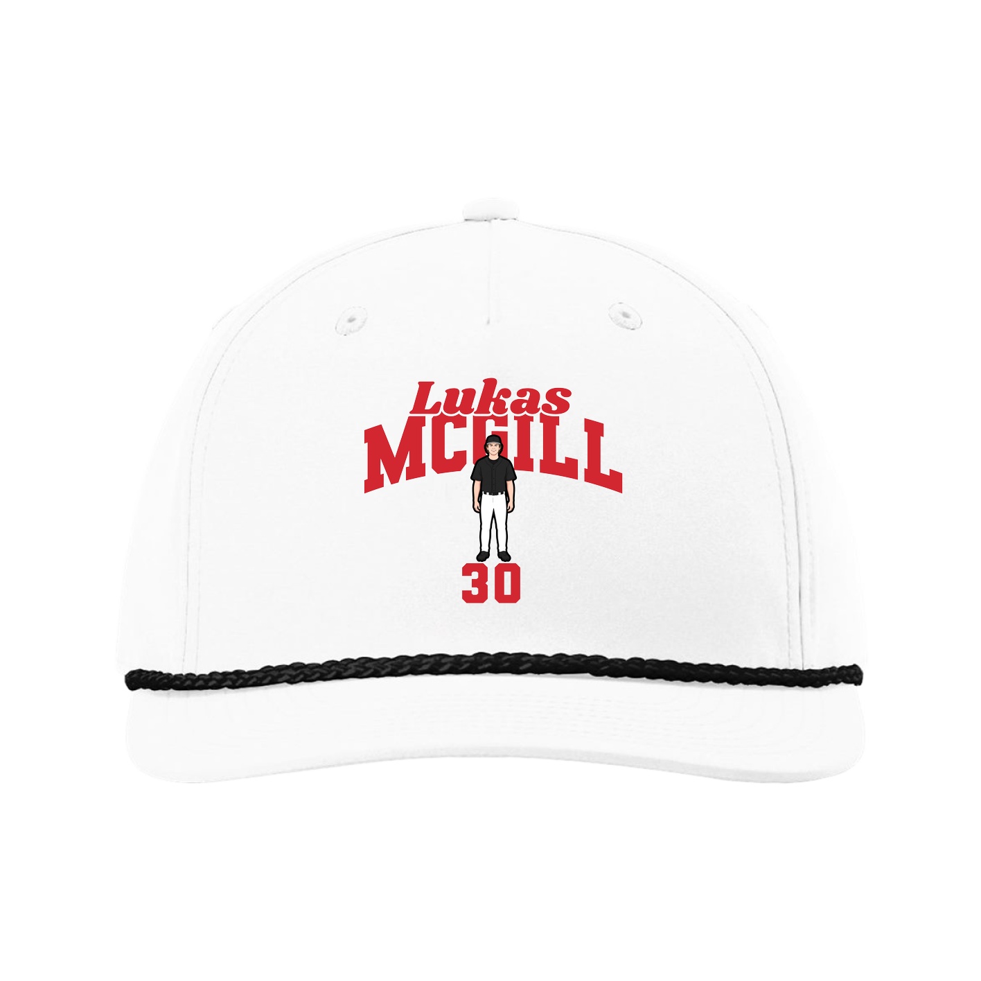 Five-Panel Classic Rope Cap — Signature Arch in White