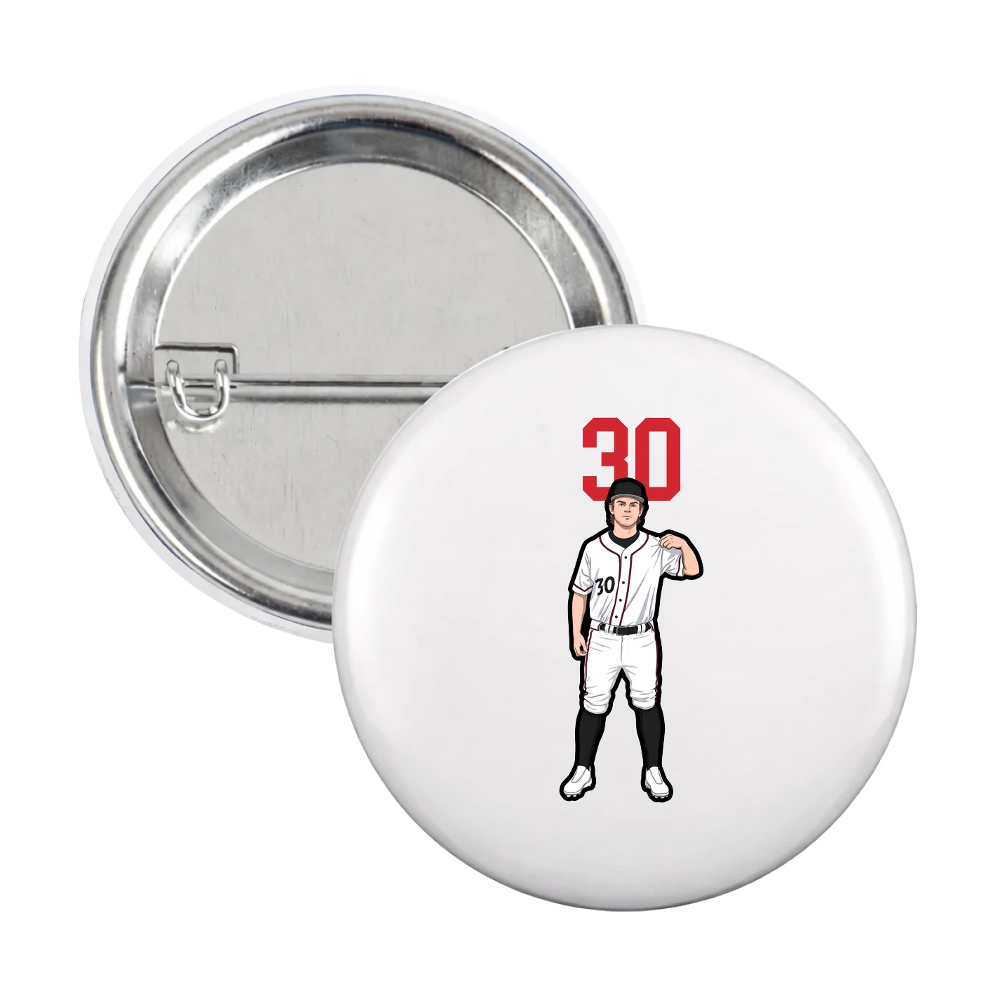 Game Day Button — Number Top in White