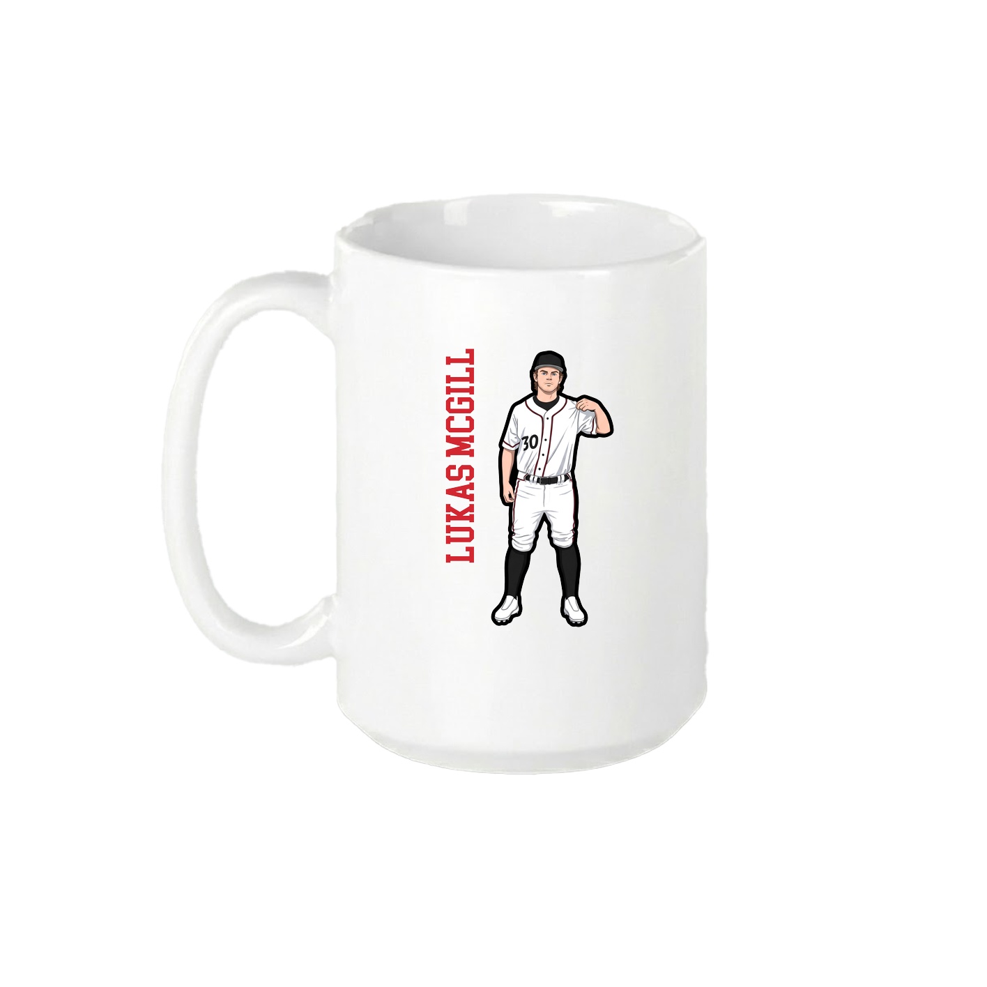 15oz Coffee Mug — Name Vertical in White