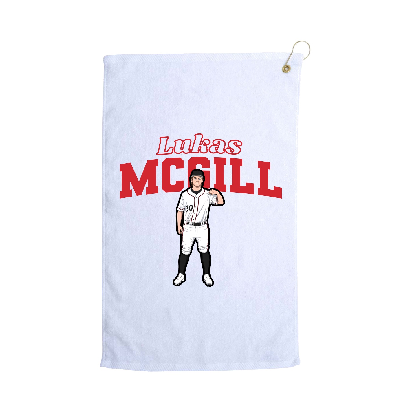 Golf Towel — Name Arch in White