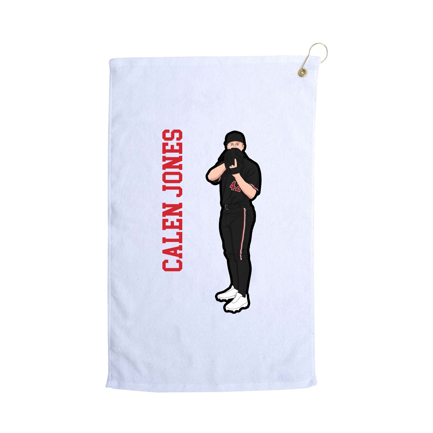 Golf Towel — Name Vertical in White