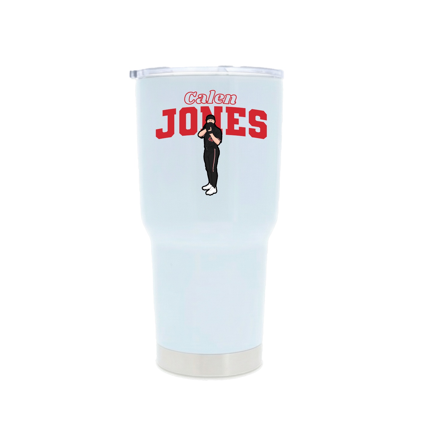 30oz Stainless Steel Tumbler — Name Arch in White