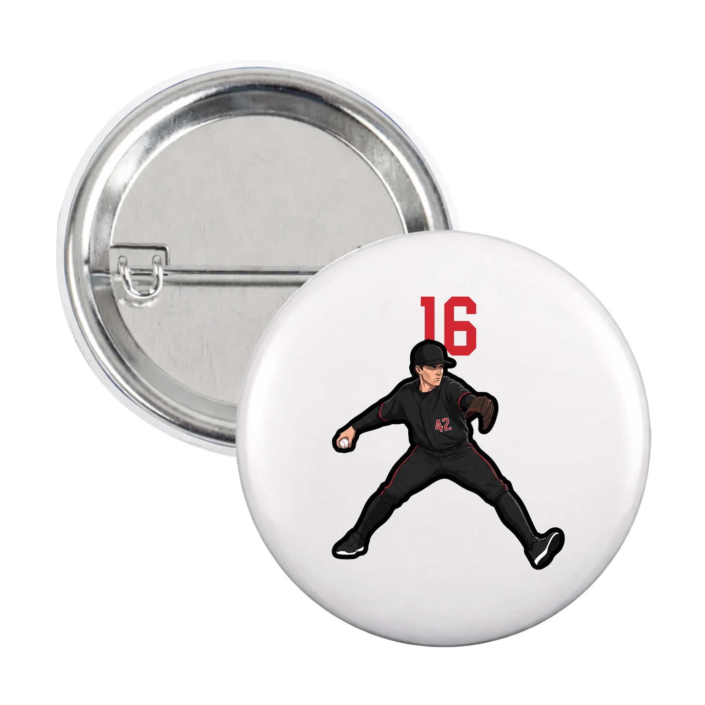 Game Day Button — Number Top in White