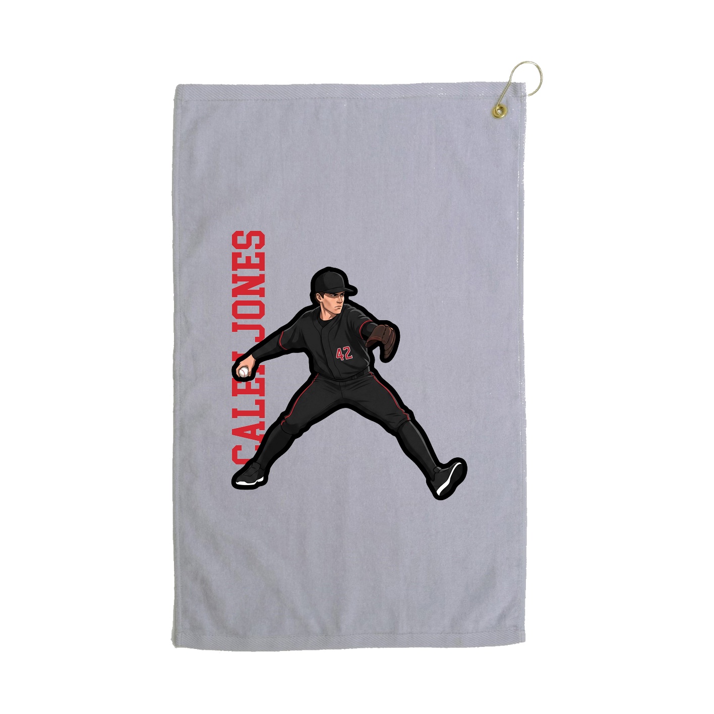 Golf Towel — Name Vertical in Grey