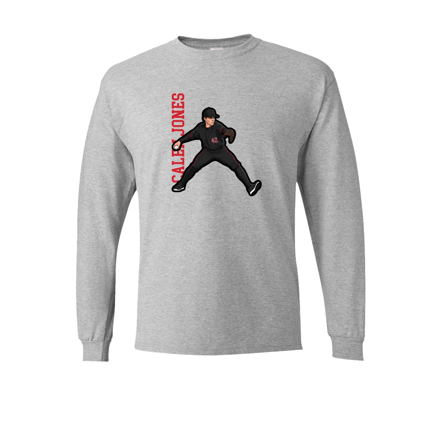 Long Sleeve Tee — Name Vertical in Grey