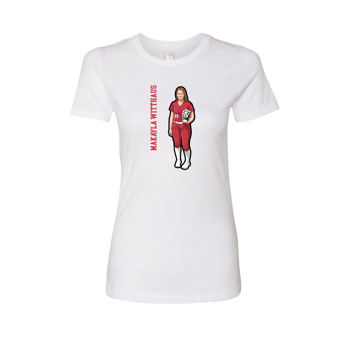 Fitted Women's Tee — Name Vertical in White