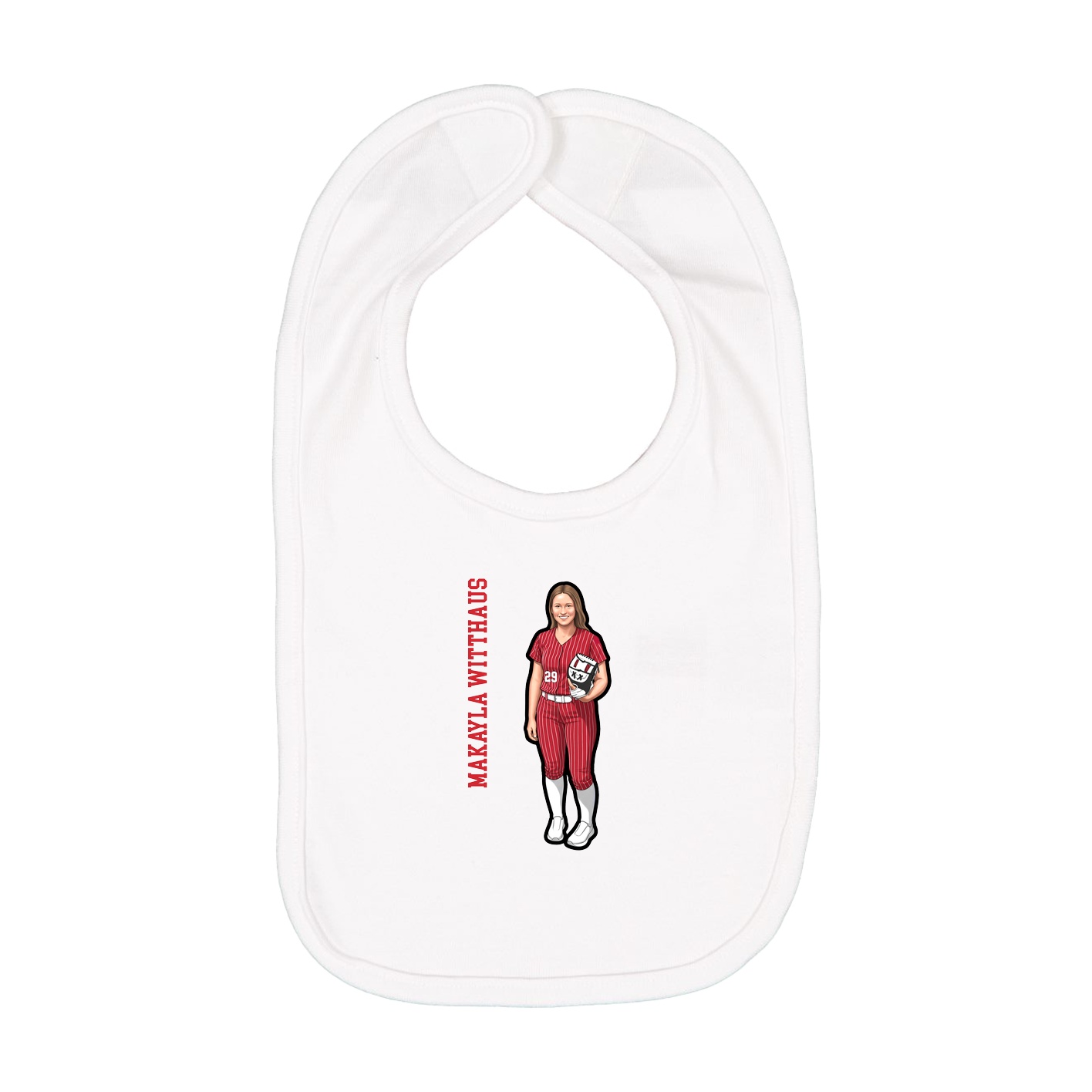 Infant Bib — Name Vertical in White