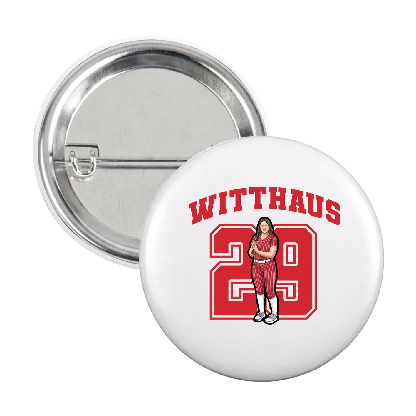 Game Day Button — Number in White