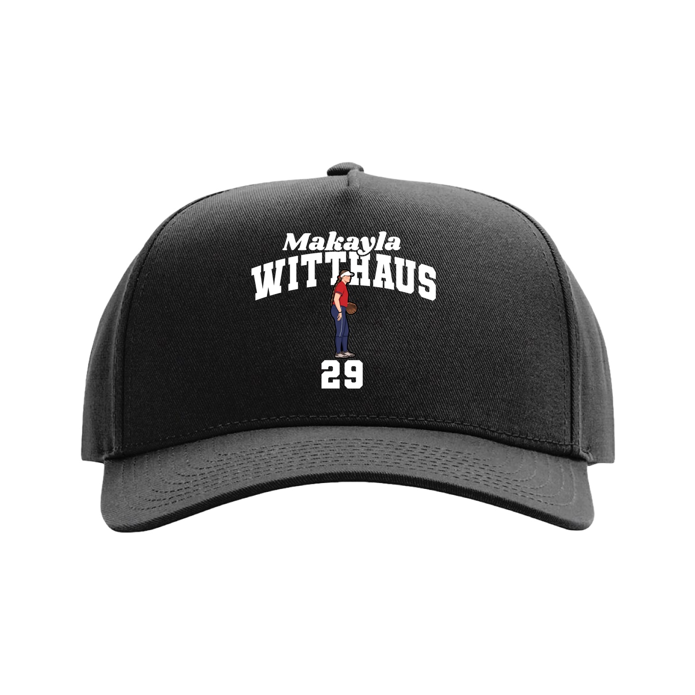 Full Fabric Five-Panel Champ Cap — Signature Arch in Black