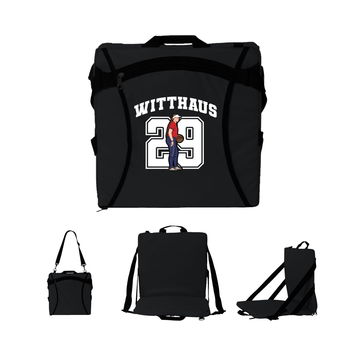 Folding Stadium Seat — Number in Black