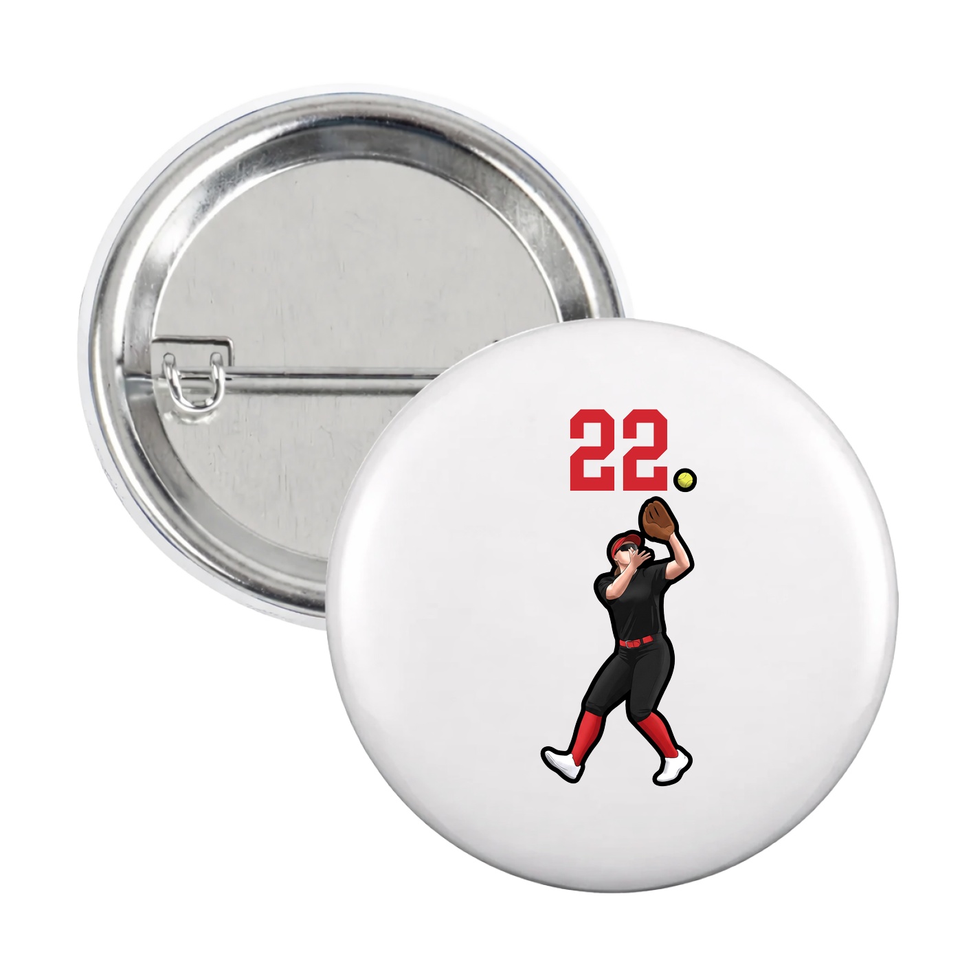 Game Day Button — Number Top in White
