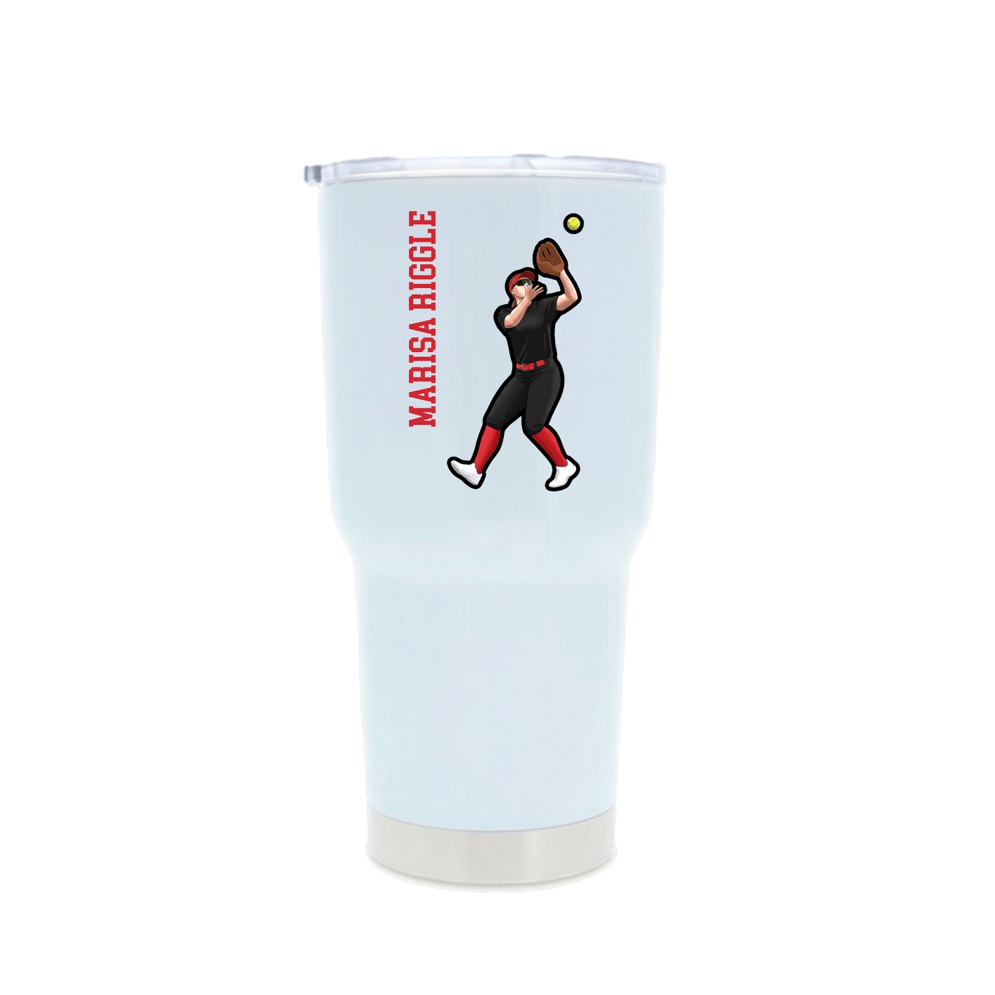 30oz Stainless Steel Tumbler — Name Vertical in White