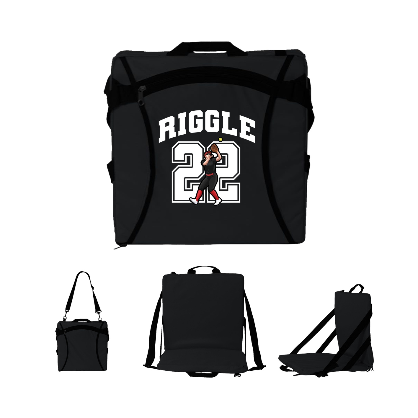 Folding Stadium Seat — Number in Black