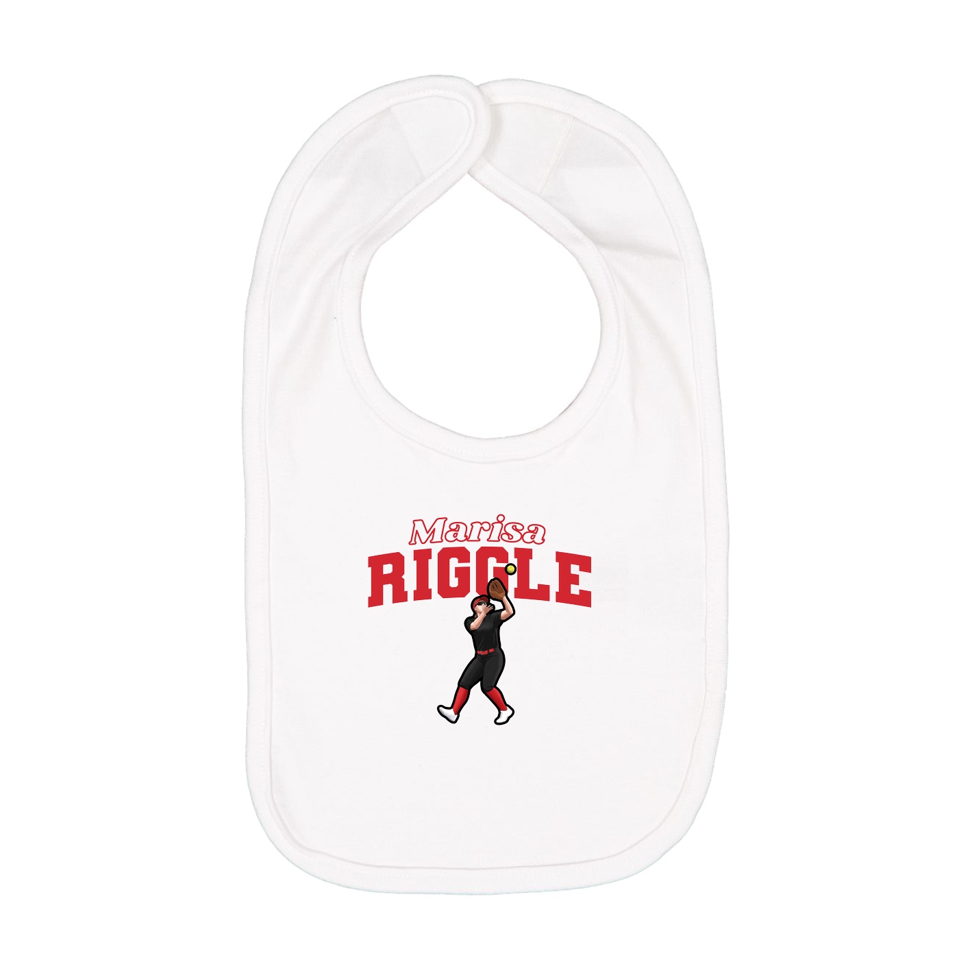 Infant Bib — Name Arch in White