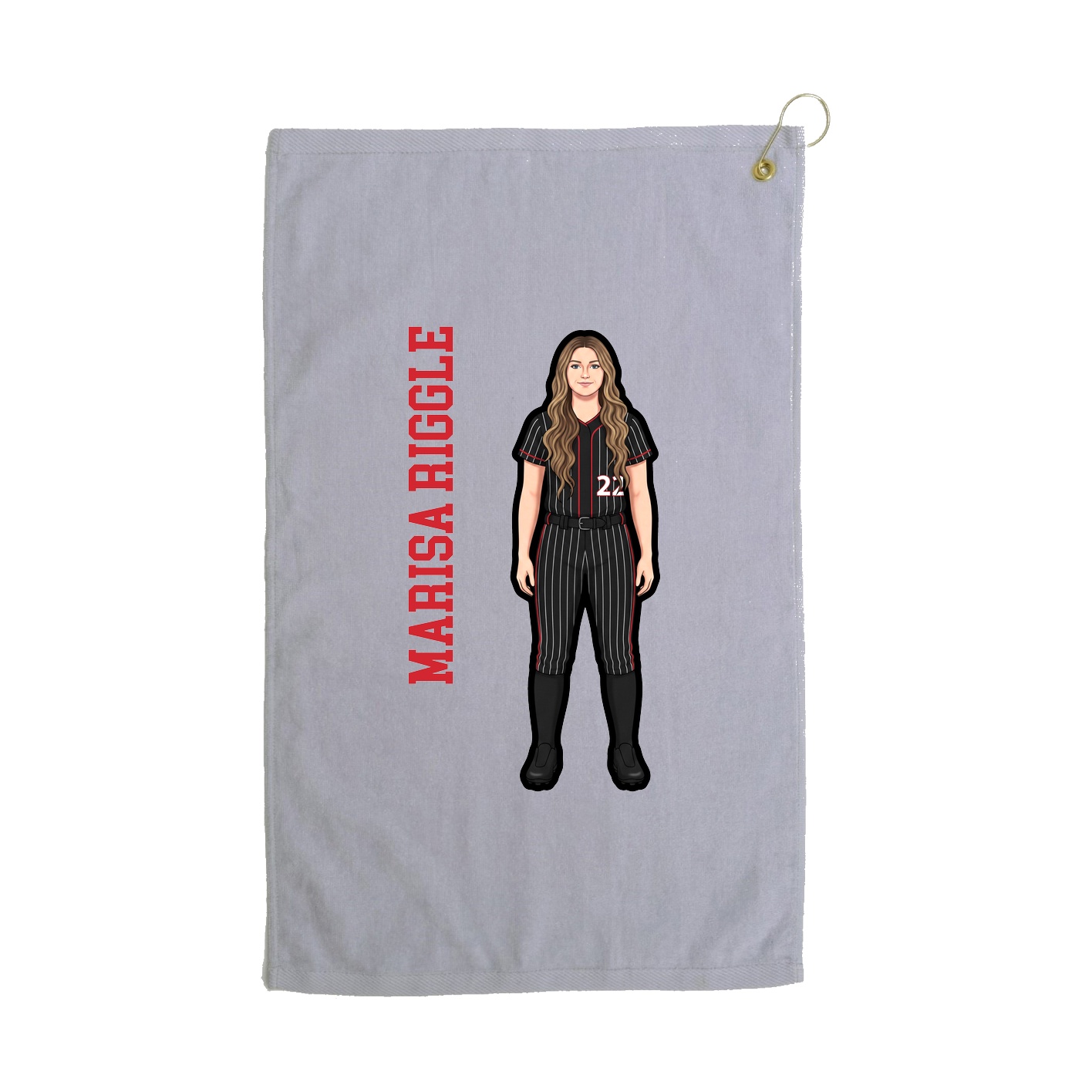Golf Towel — Name Vertical in Grey