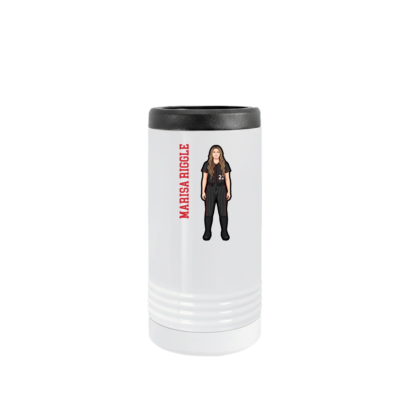 Slim Beverage Holder — Name Vertical in White