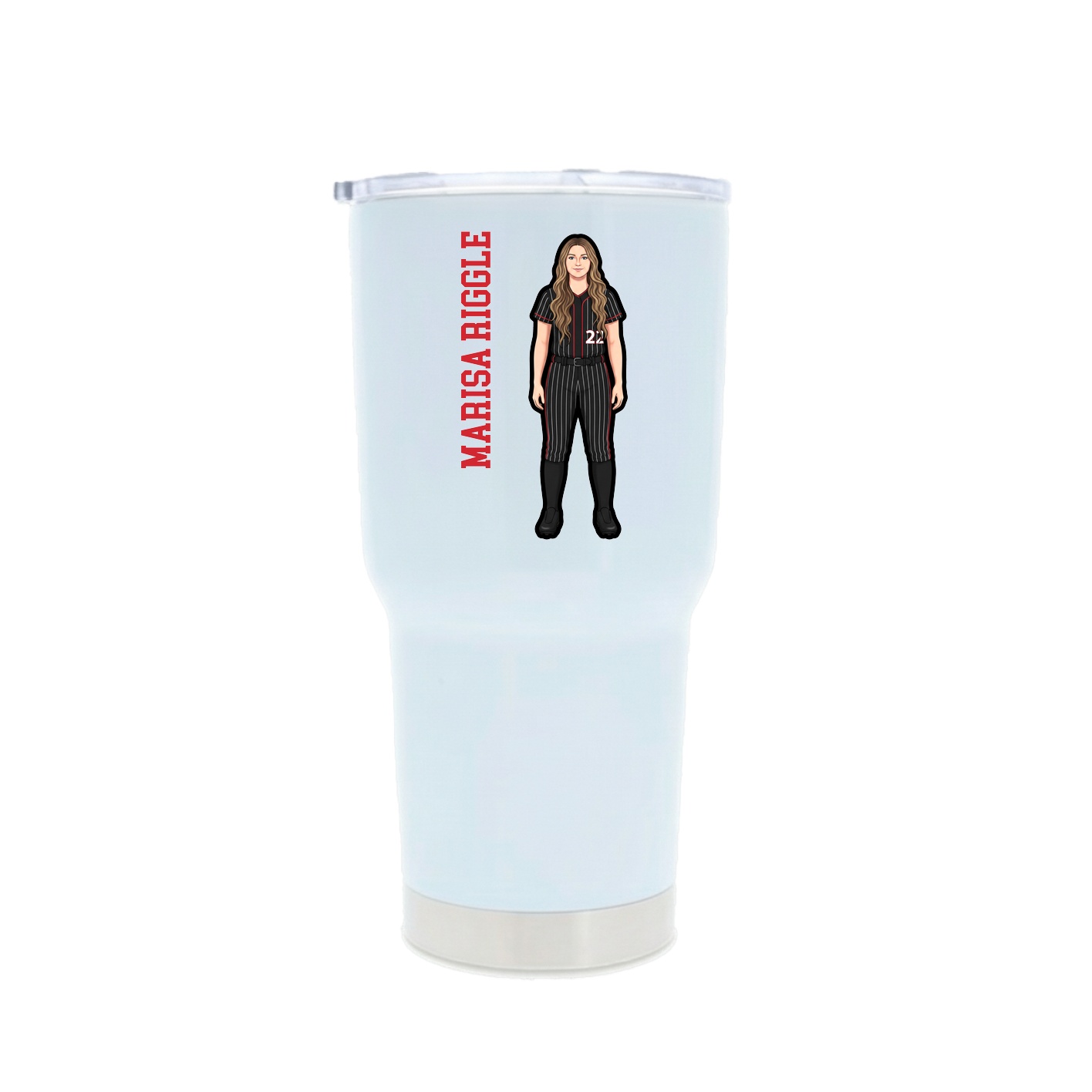 30oz Stainless Steel Tumbler — Name Vertical in White
