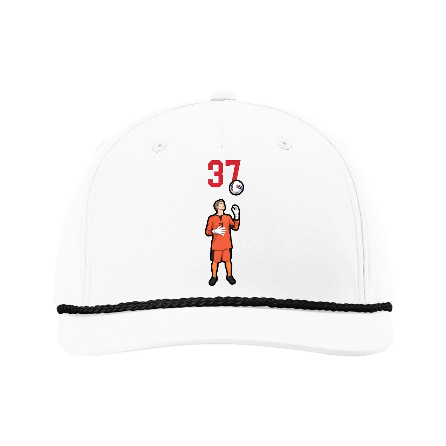 Five-Panel Classic Rope Cap — Number Top in White