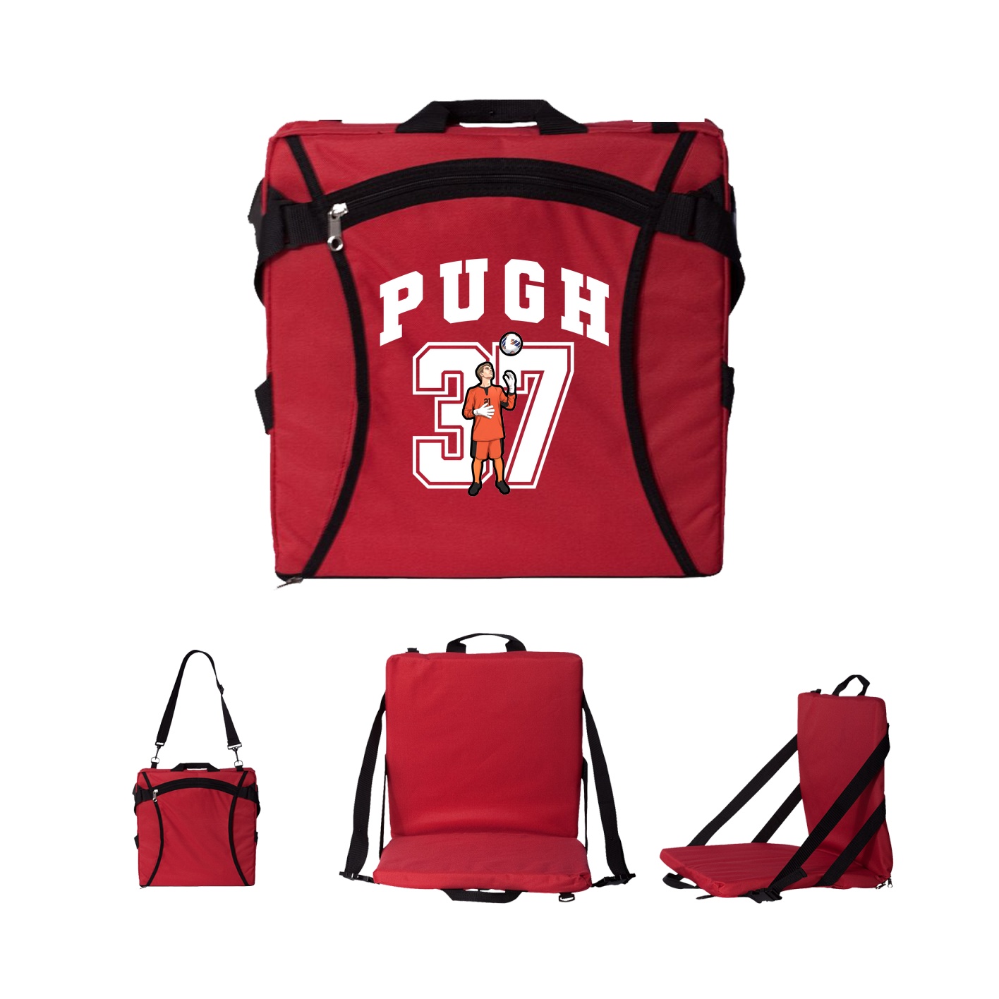 Folding Stadium Seat — Number in Red